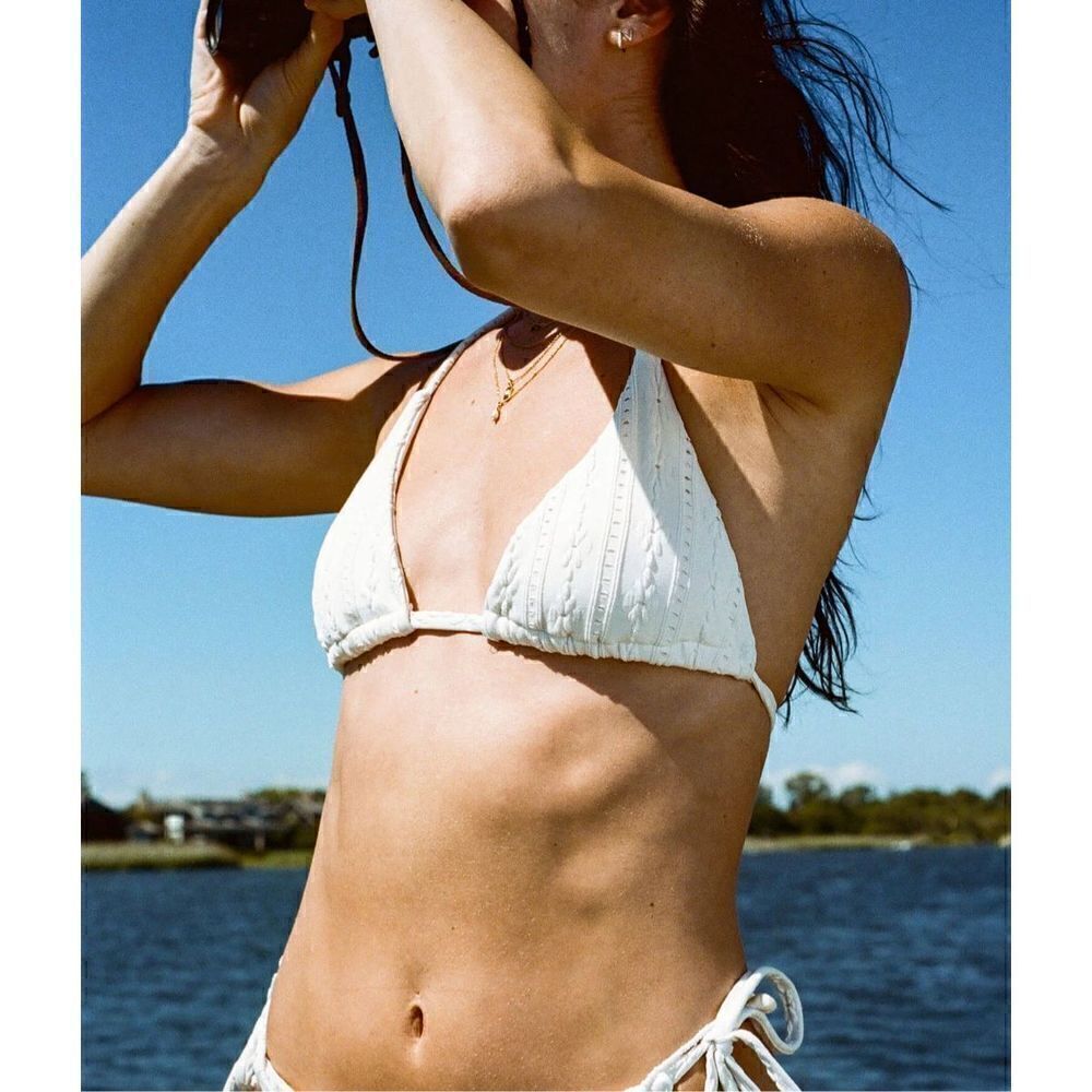 New Andie Swim  Eyelet Coconut String Bikini Top